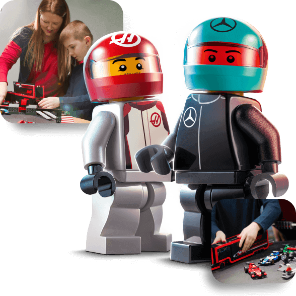 Two motor racing driver LEGO figures